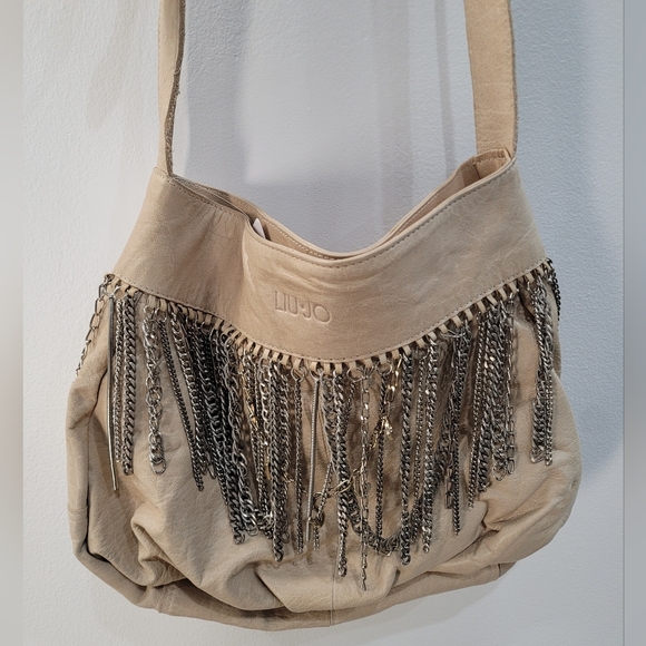 Liu Jo Beige Chain Fringe Crossbody Bag